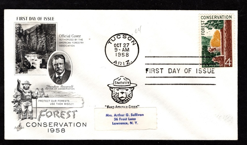 FDC US Art Craft Cachet SN 1122 - Forest Conservation - Tuscon AZ - 10/27/58