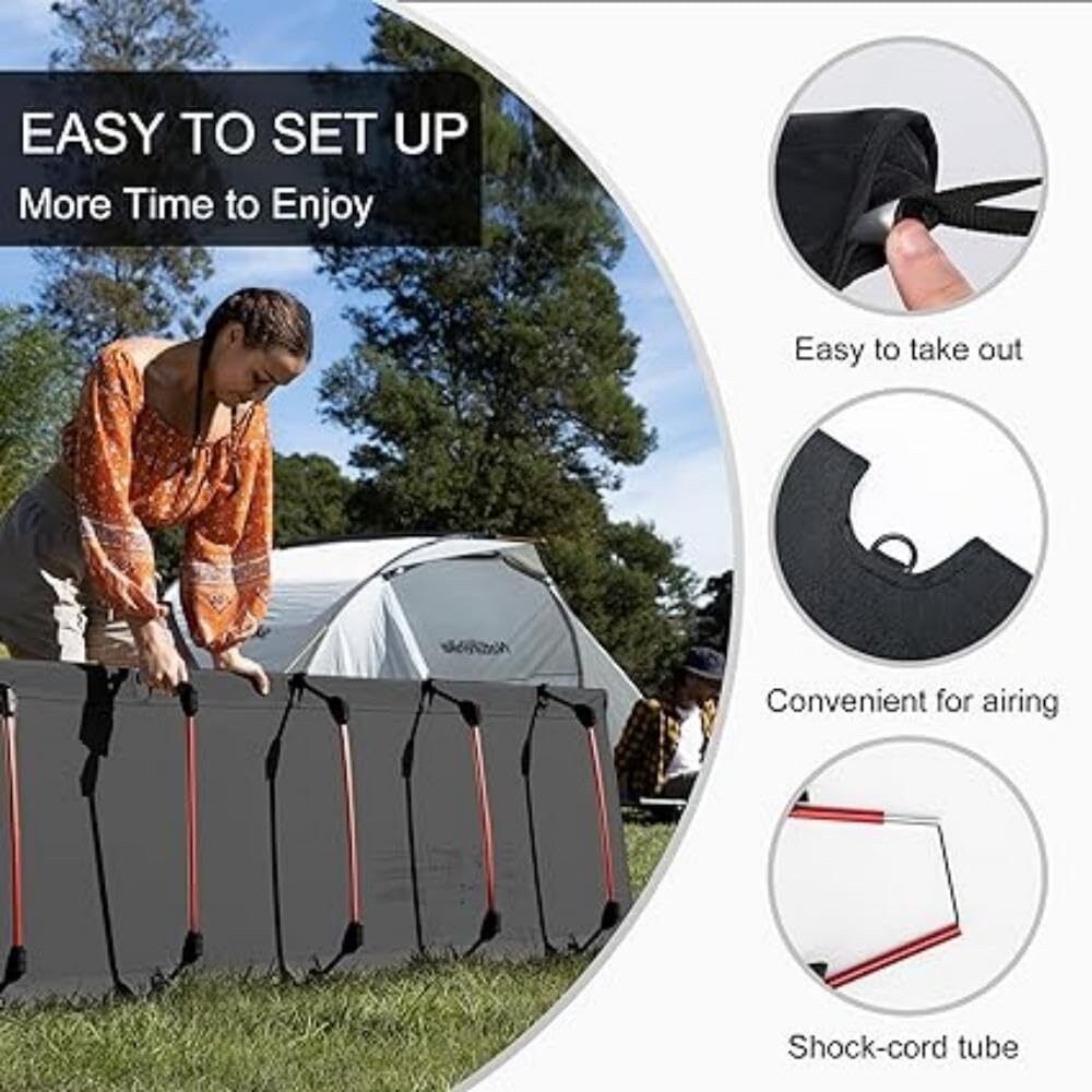 Greenwild Camping Cot Ultralight Folding Backpacking Cot Supports 330lbs Portabl