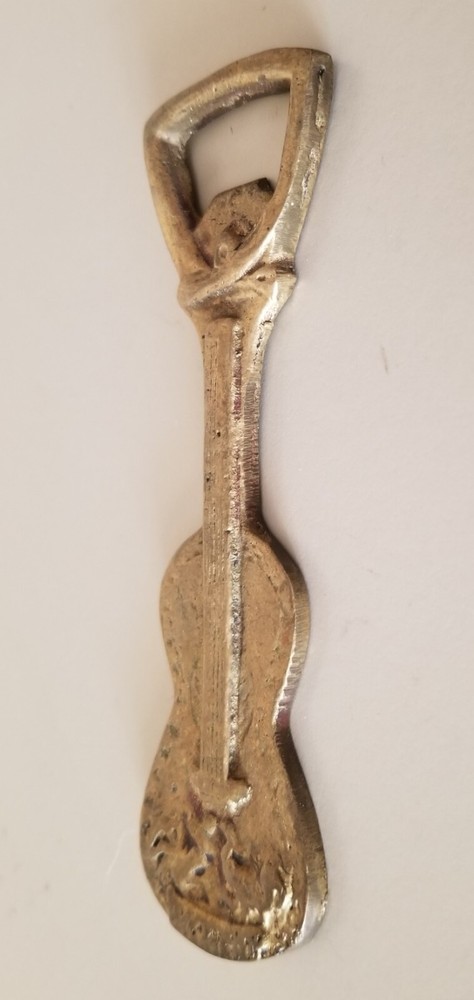 Vtg Solid Brass Violin/Guitar Shape Bottle opener. [B5]
