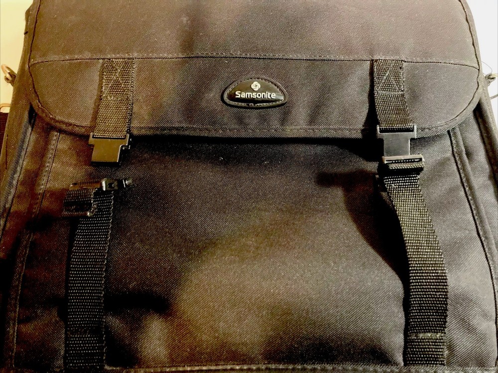 Black Briefcase With Shoulder Strap & Top Handle Zipper Compartments Nylon