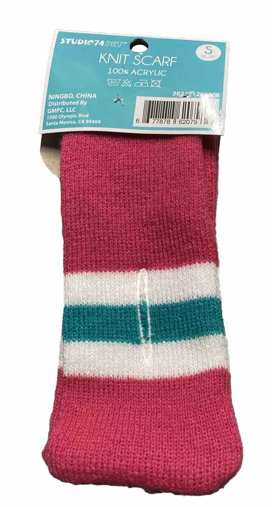 Studio 74 Pet Knit Scarf for Small Dog 15.75" Loop Through Secure Fit