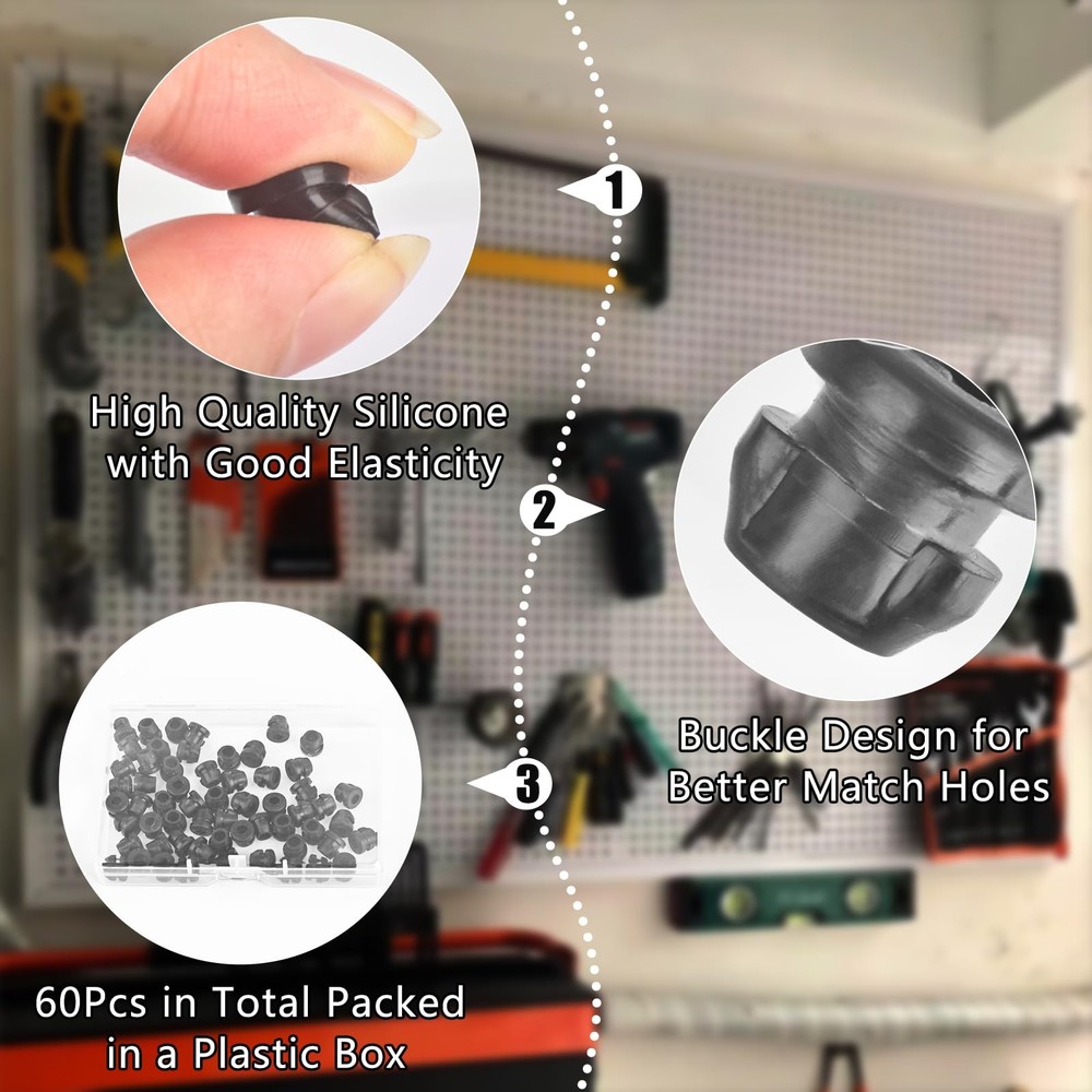 60 Pcs Pegboard Hook Locks for Stopping Hooks from Falling Off Pegboard Hooks