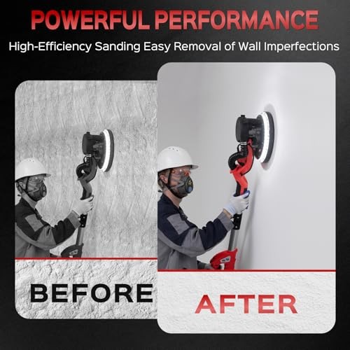 Drywall Sander, 2025 Upgraded 8-Amp Popcorn Ceiling Removal Tool with 7 Red