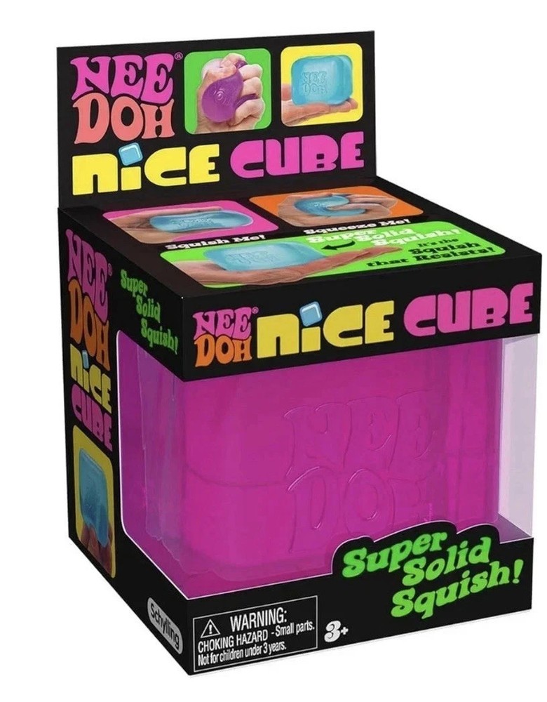 Nee Doh Nice Cubes Ice Cube Toy Fidget Super Solid Squish Pink