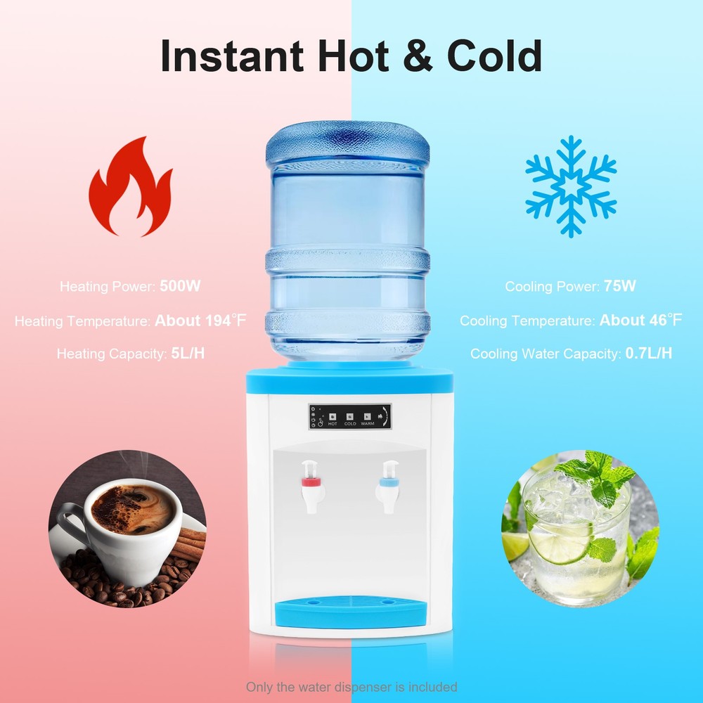 5 Gal Hot Cold Water Dispenser Top Loading Water Dispenser Countertop for Home