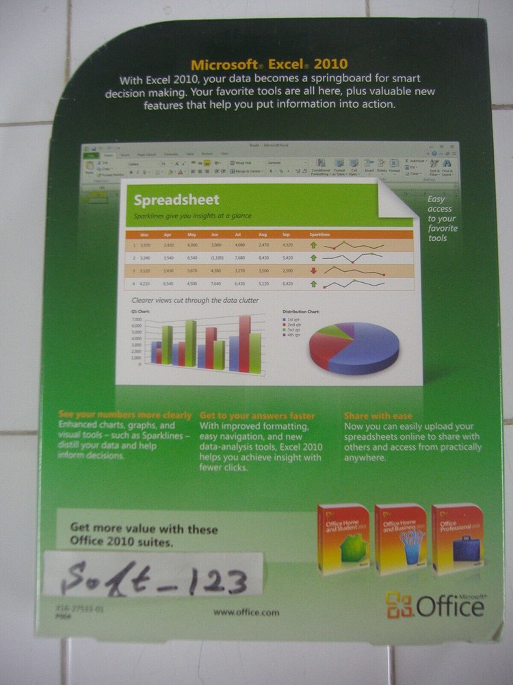 Microsoft Office Excel 2010 Licensed for 2 PCs Full Retail Version =SEALED BOX=