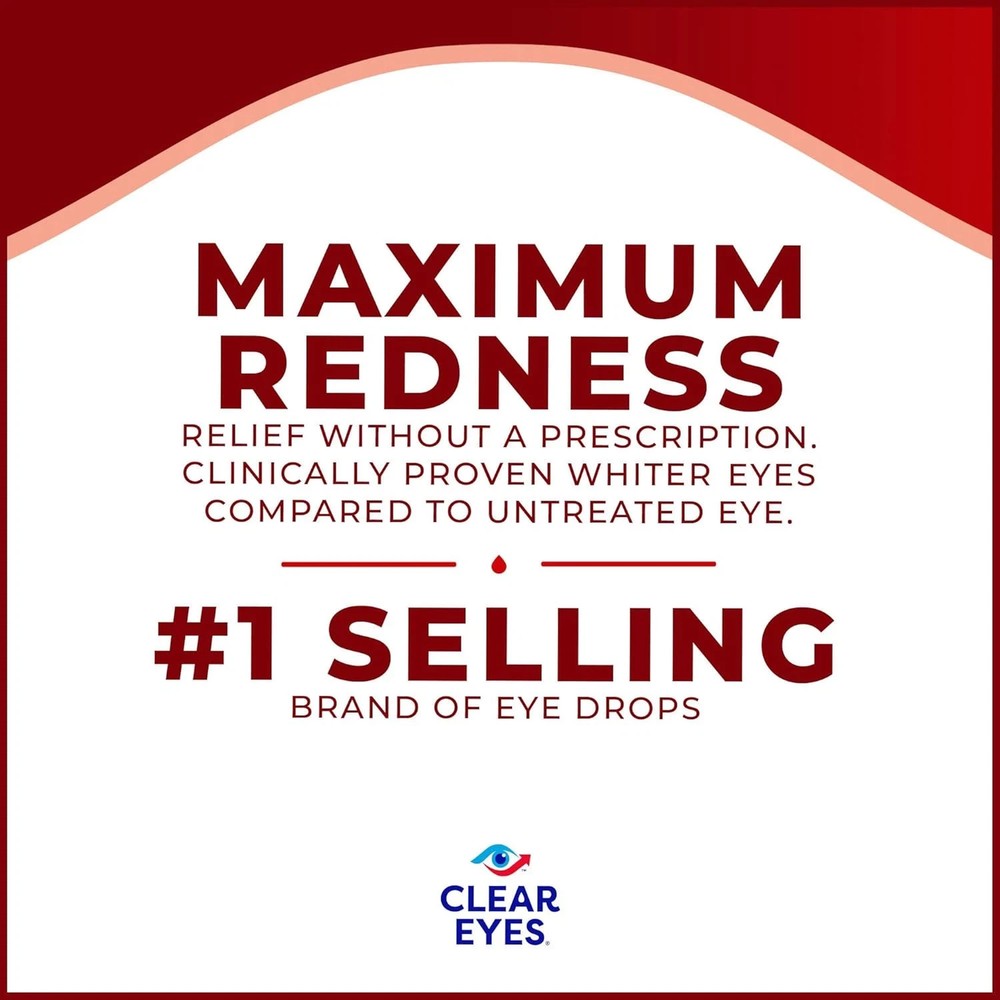 4 Pack Clear Eyes Maximum Strength Redness Relief Eye Drops 0.5 Oz Each