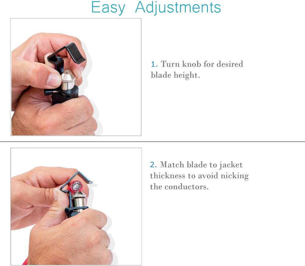 Adjustable Round Cable Stripper for 3/16" to 1" Diameter Stripping