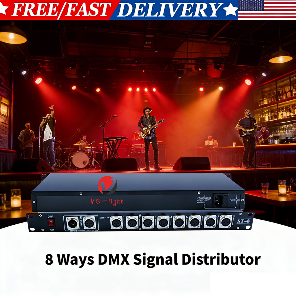 8Output Dmx Splitter Dmx512 signal Decoder Rear signal Amplifier for Stage Light