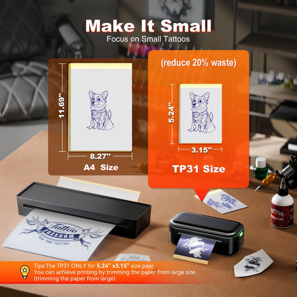 Wireless Tattoo Stencil Printer Bluetooth Thermal Transfer Machine + 30pcs Paper