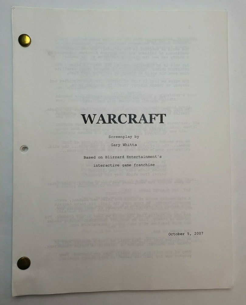 WARCRAFT / Gary Whitta 2007 UNPRODUCED Screenplay, Based on the Blizzard Game