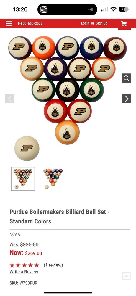 Purdue Boilermakers Billiard Ball Set Oversize Fat Numbers
