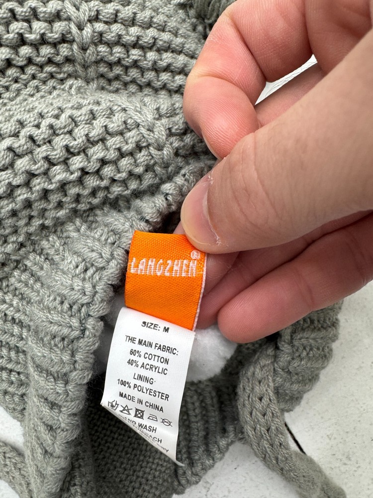 Langzhen Grey Knit Beanie Kids Size Medium