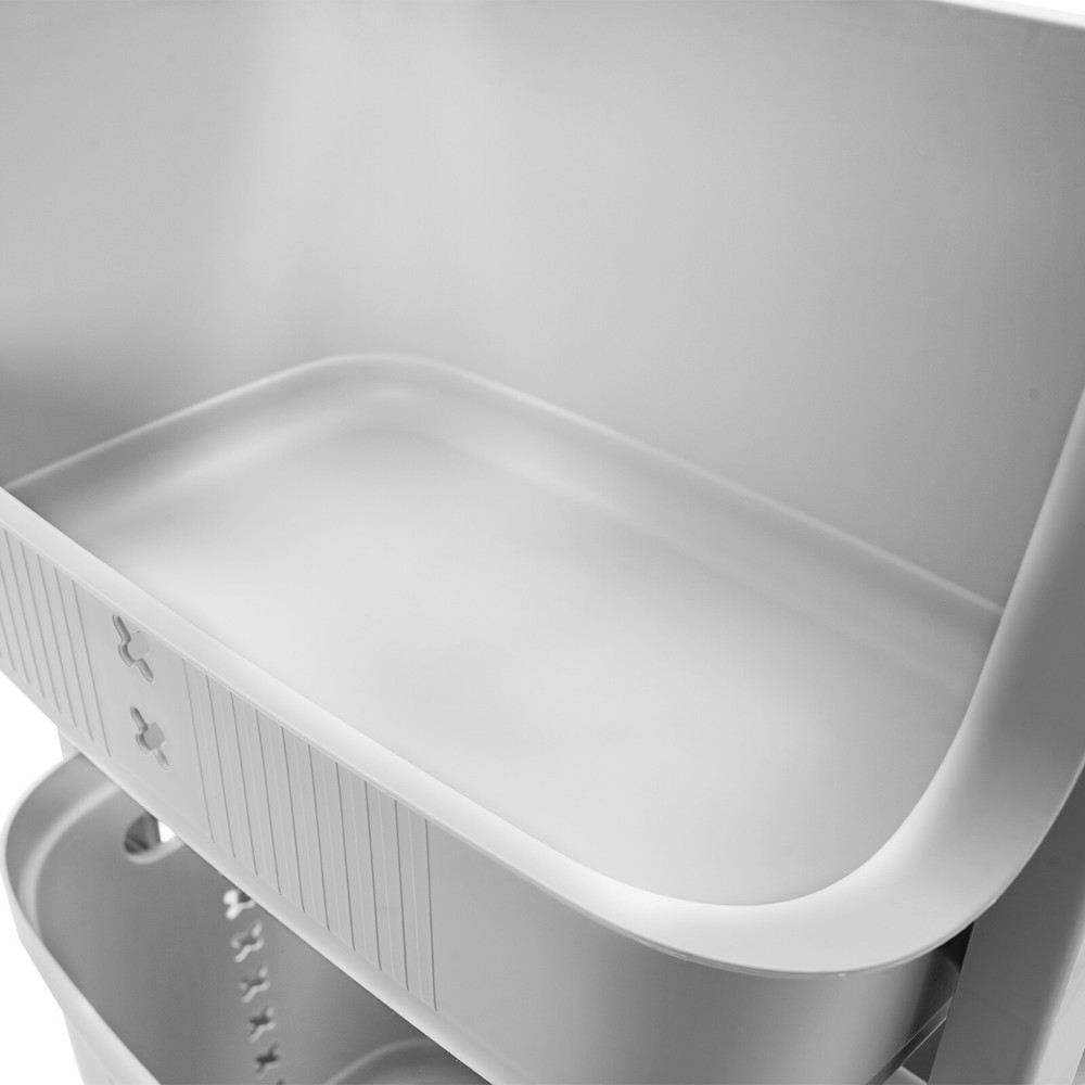 4-Tier Rolling Plastic Laundry Basket Removable Laundry Hamper w/ Wheels Gray