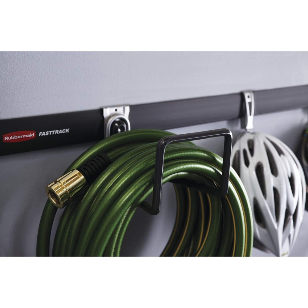 Rubbermaid FastTrack Rail Garage Storage System Water Hose Hook, Black (3 Pack)