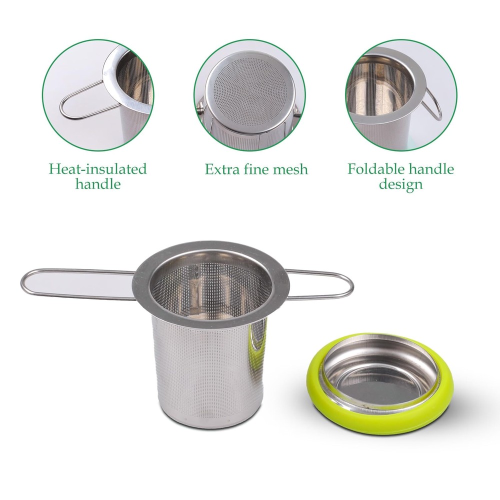 Tea Infuser Stainless Steel Tea Strainer Folding Handle Tea Filter Extra Fine...