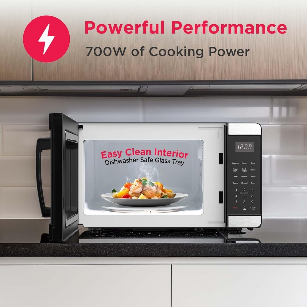 Countertop Microwave Digital Control Panel 6 Auto Cooking Settings 10 Power