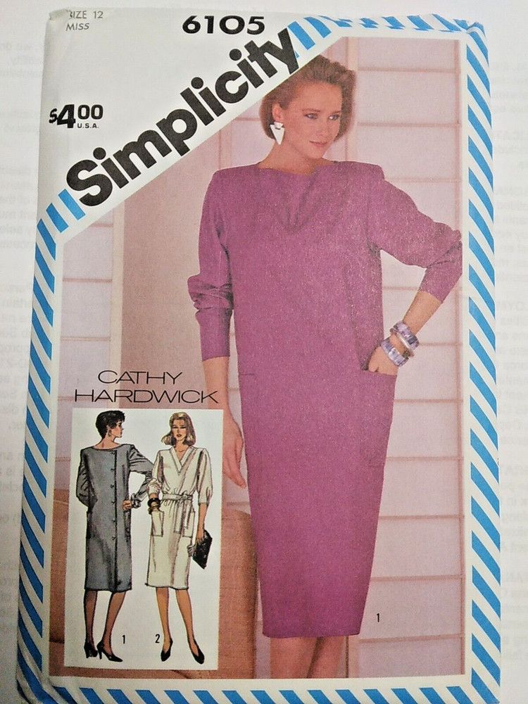 Dress Pullover Modest 12 Simplicity 6105 Sewing Pattern UC Button Back Hardwick