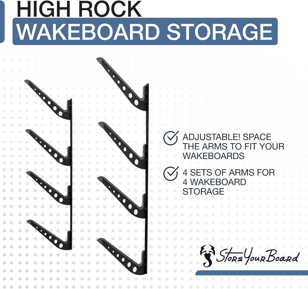 Adjustable Wakeboard Storage Rack – Wall Mount 4 Level Display, Heavy Duty Water