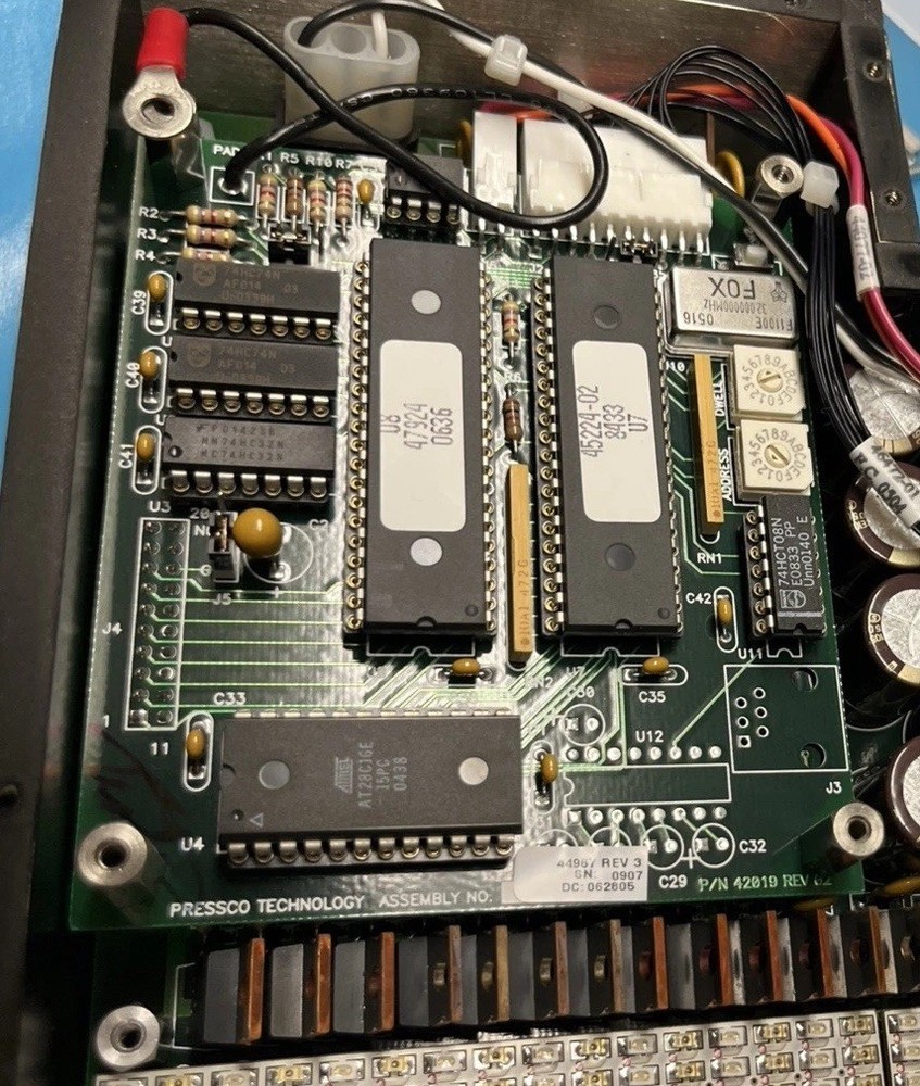 Electronic Chips Inside Testing Light Box For Perhaps Plastic Bottles Integrity.