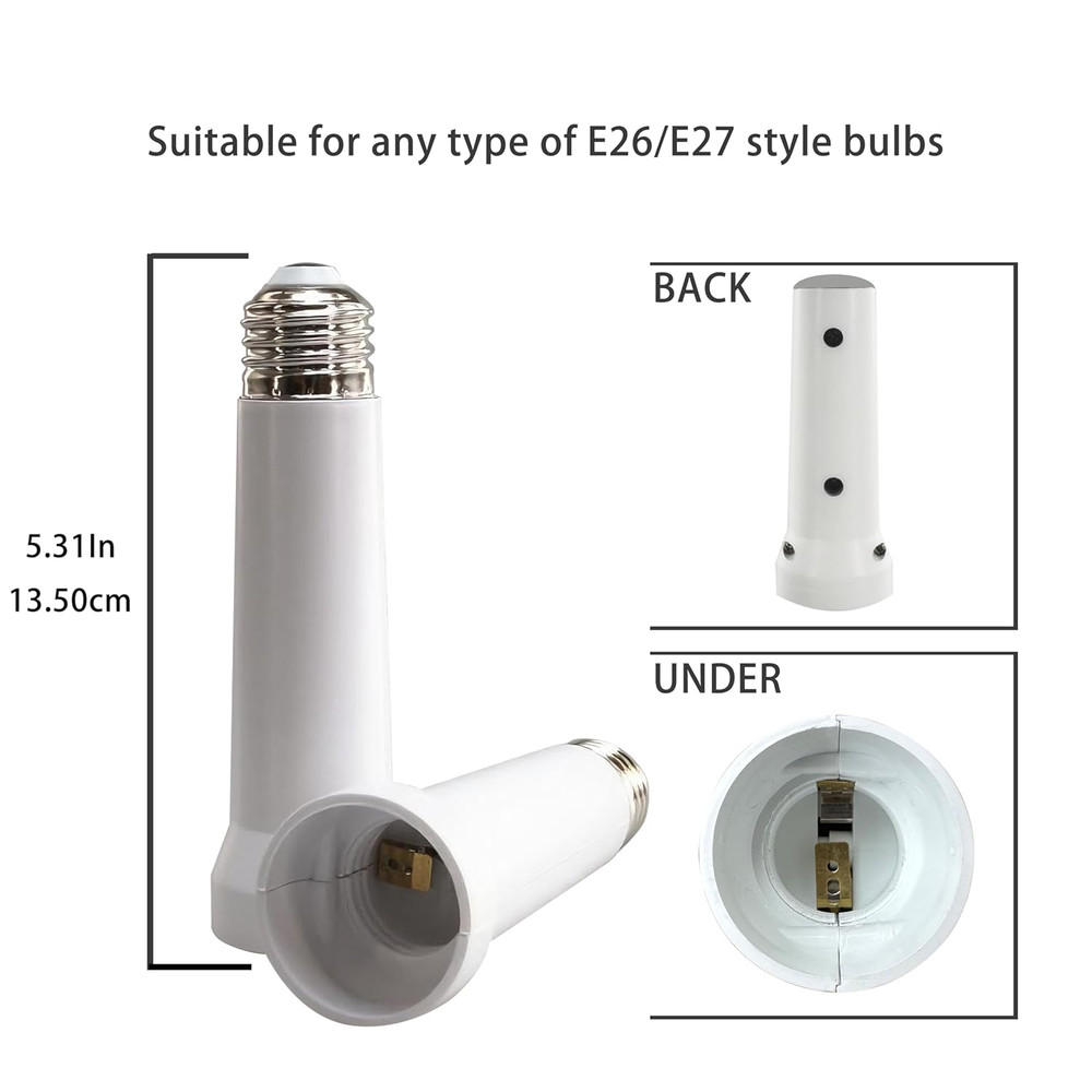 Light Socket Extender, E26/E27 Light Bulb Socket Extender Standard Medium Base,