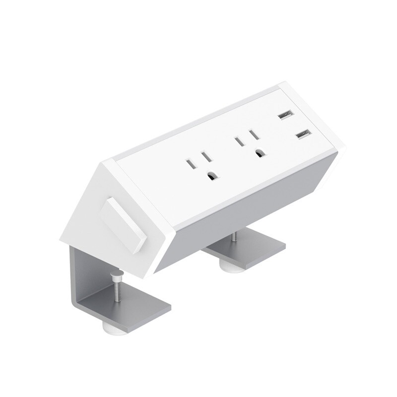 Performance Furnishings PLTDTPM2U2EG Desktop Power Module White