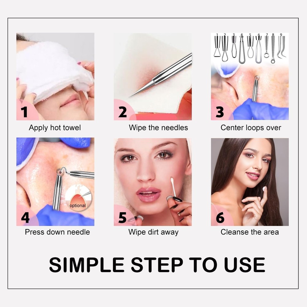 6 Pack Cbiumpro Blackhead Remover Tools, Pimple Extractor Acne Comedone Tool Kit