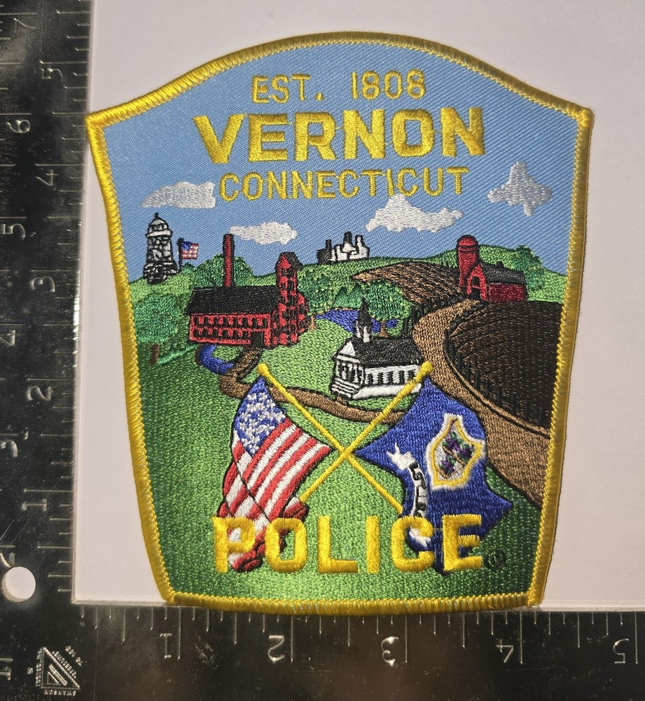 Vernon Connecticut Police Patch – Town Landmark Scene