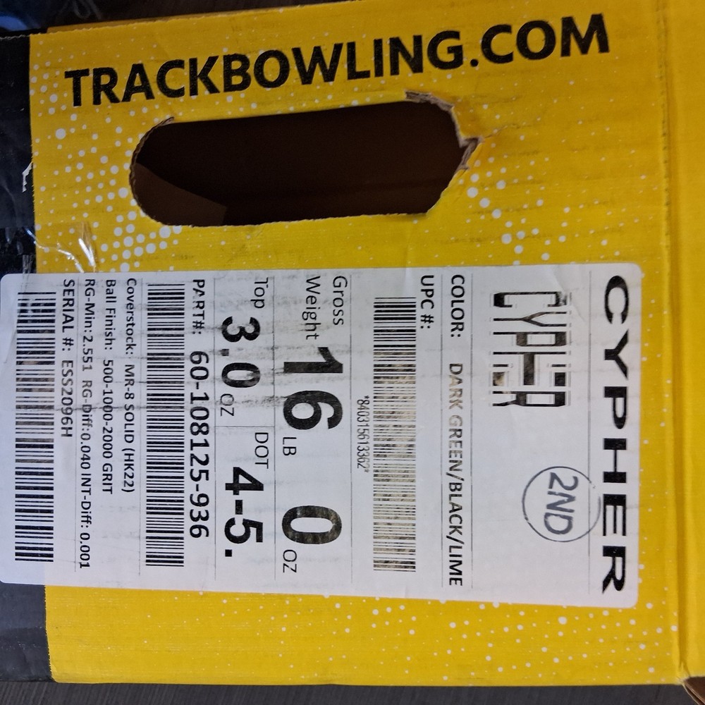 Track Cypher Solid Bowling Ball 16 lb NEW IN BOX! #096