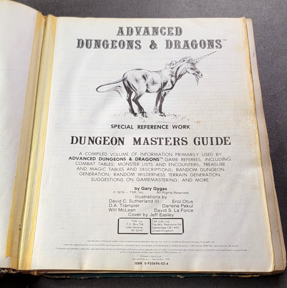 Dungeon Masters Guide Advanced Dungeons & Dragons 1979 Revised Edition Low Grade