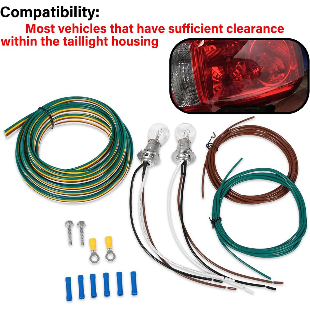 BX8869 Bulb & Socket Tail Light Wiring Kit, Compatible with Most Vehicles