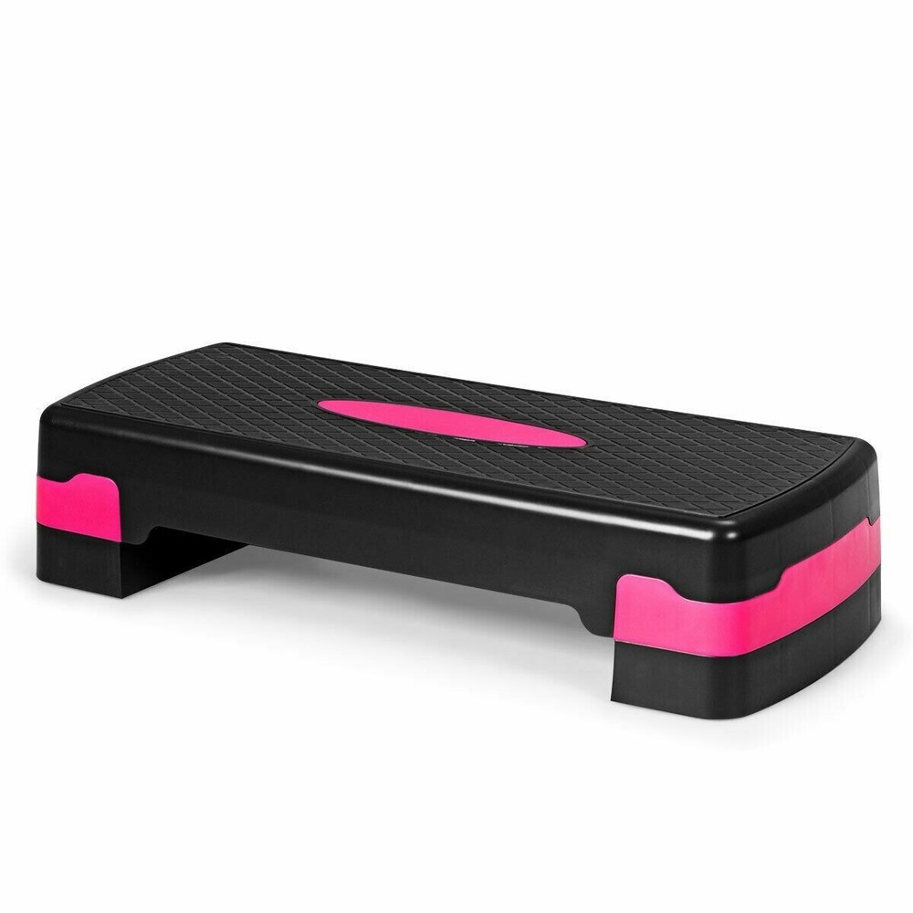 26" Height Adjustable Aerobic Exercise Step Deck with Risers and Non-Slip Surfac