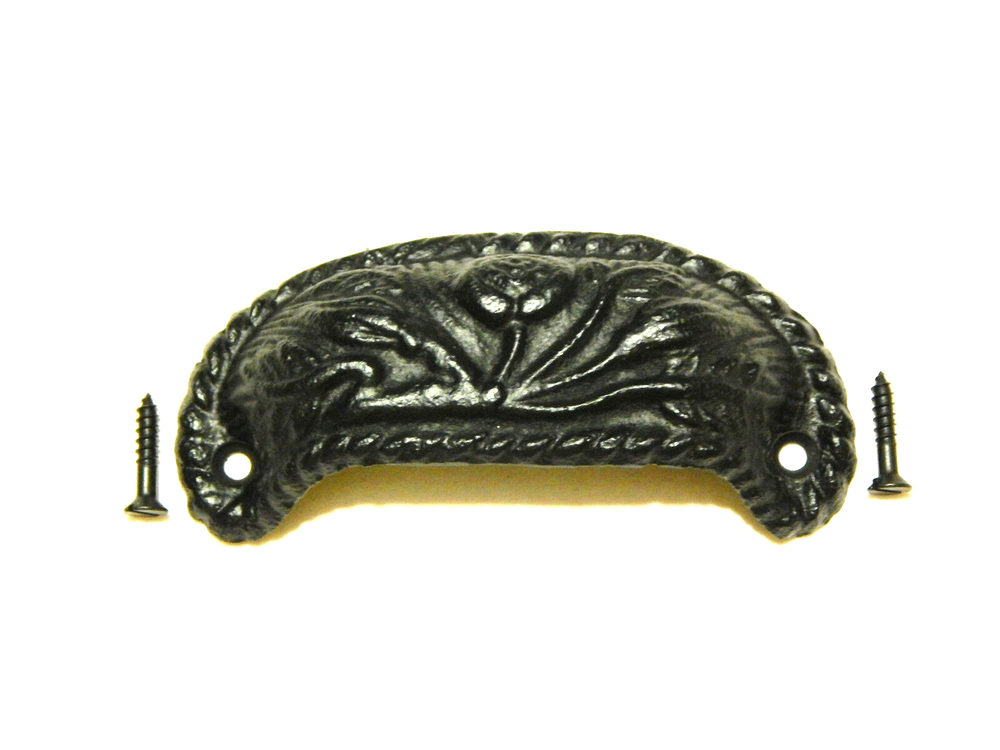 Victorian Drawer Pulls Black Cast Iron 3" Center Mounting