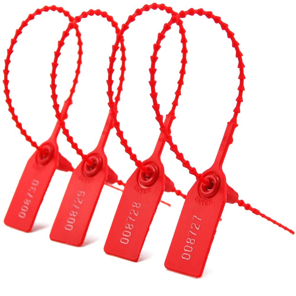(R) 100 Plastic Tamper Seals, Zip Ties for Fire Extinguishers Pull Tite Secur...