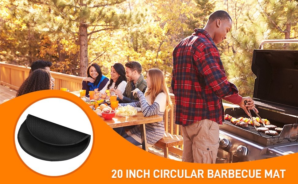 20 inch Fire Pit Mat Round 4-Layer Under Grill Mat Fireproof Fire Pit Pad Black