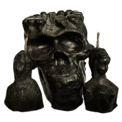 Skull Image Candle -Vela de Craneo Con Munecos -(Black)