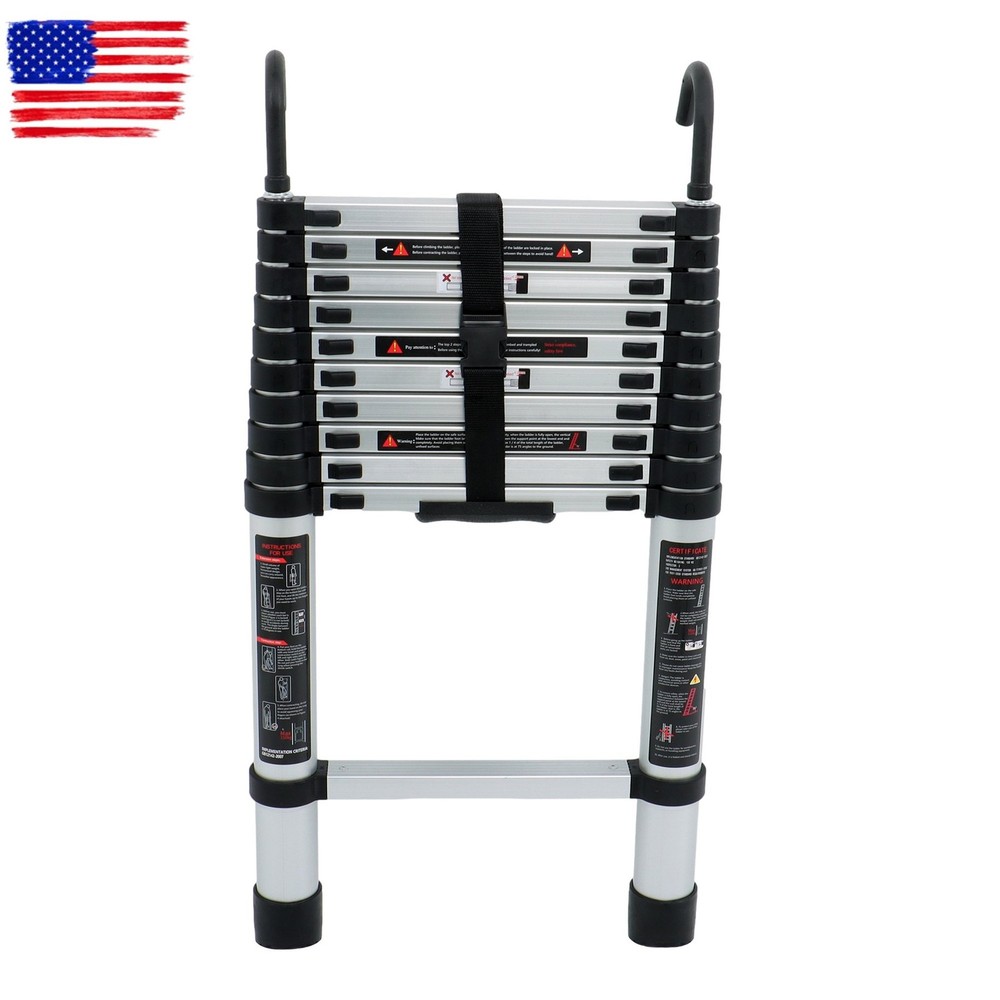 10.5 FT Folding Aluminum Telescoping Ladder Telescopic Multi Purpose 330 Lbs