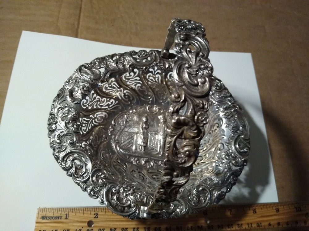 Decorative, Antique, Silver Bowl with handle.