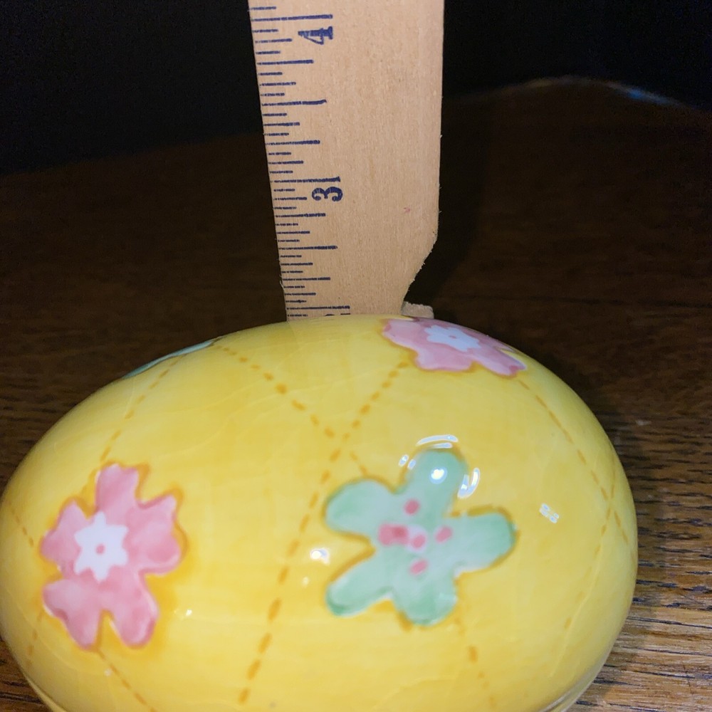 Ceramic Floral Spring Easter Egg Trinket Candy Dish With Lid With Candle