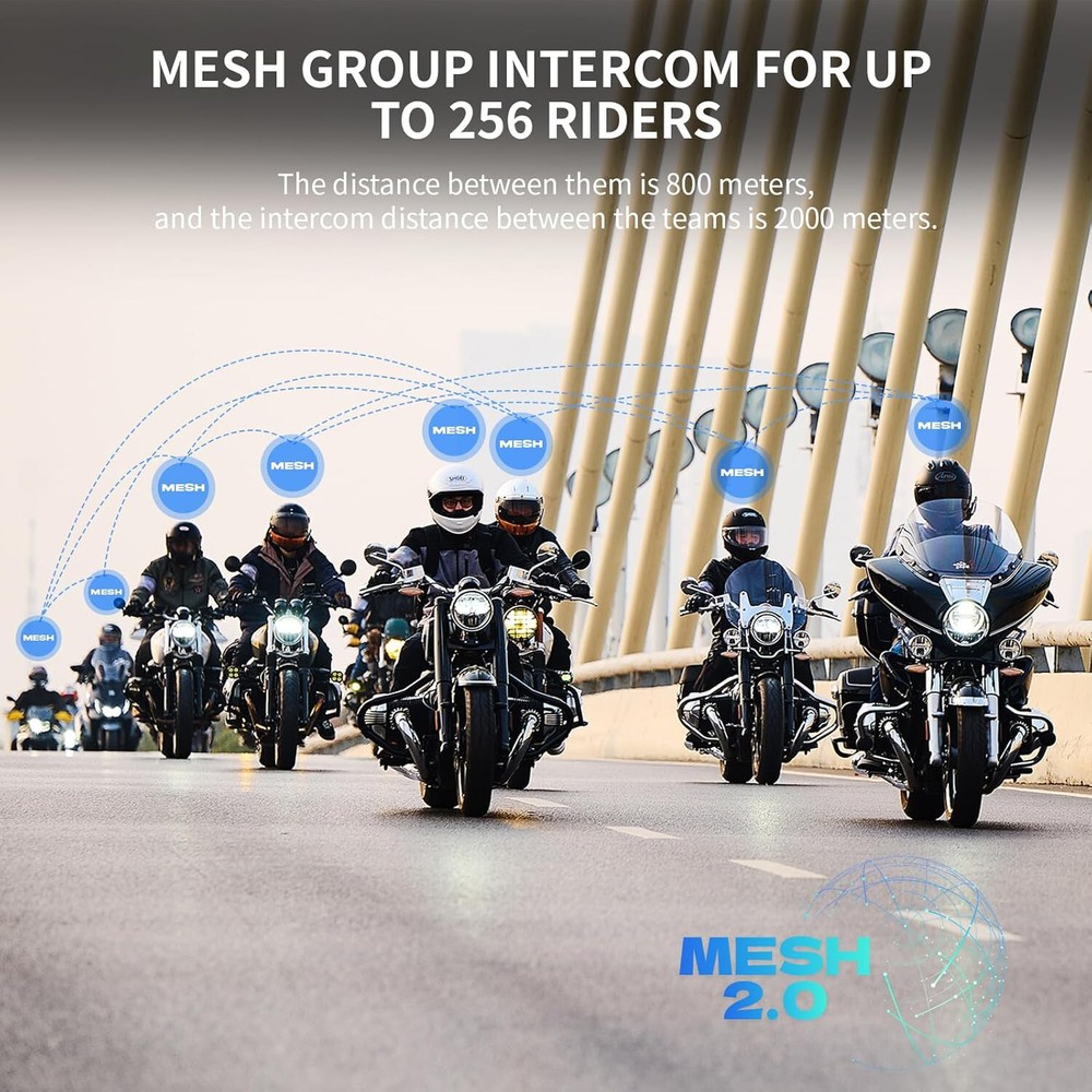 FreedConn FX Plus Motorcycle Helmet Bluetooth Headset Auto-Join Mesh Network