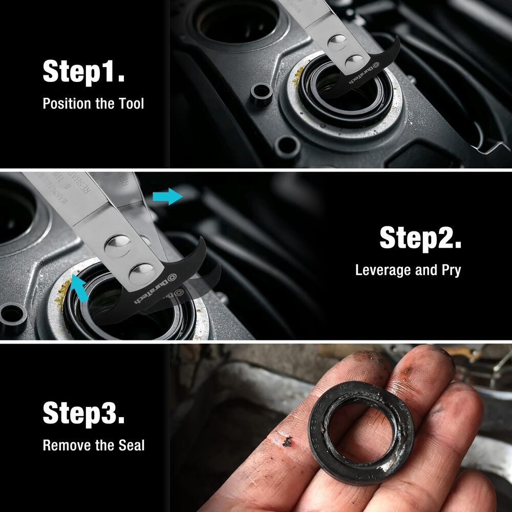 DURATECH Seal Puller Tool Seal Removal Tool Blackened Head & Chrome-Plated Shaft