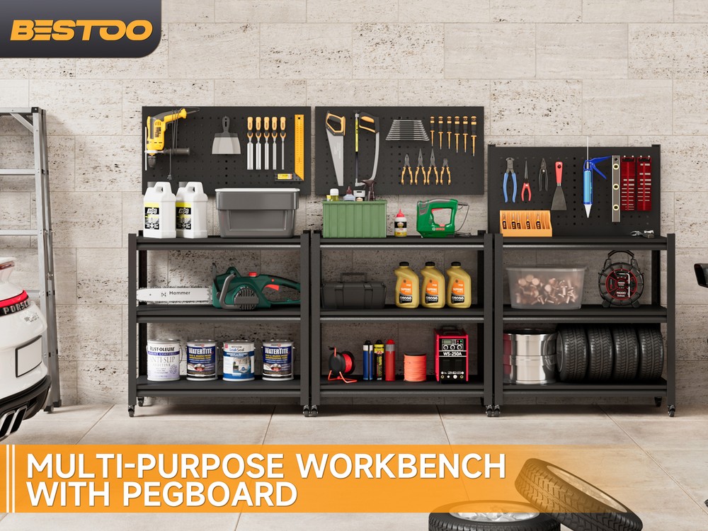 3-shelf Metal Shelving Garage Shelving Tool Boxes Tool Holder Workshop Systems