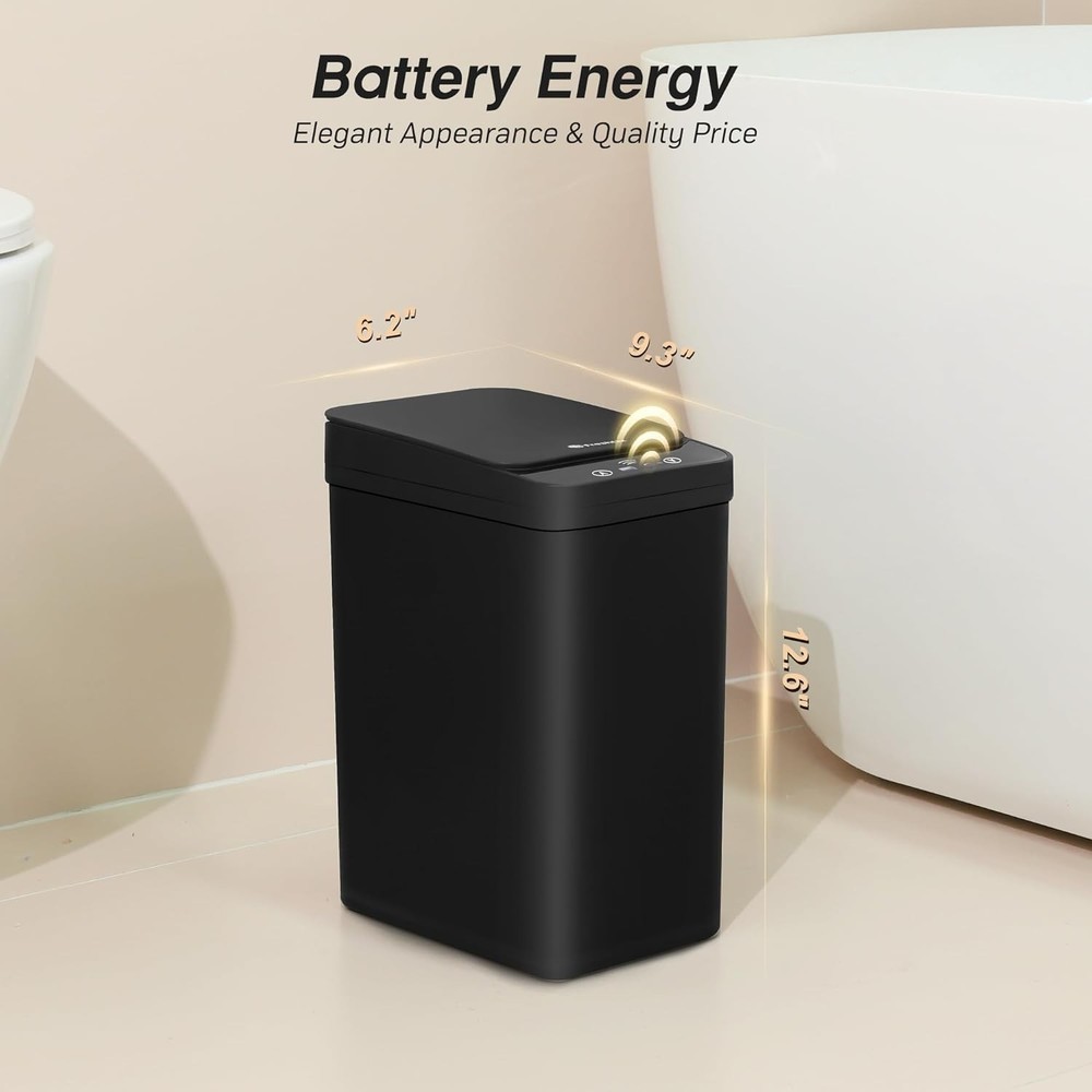 Bathroom Trash Can, 2.6 Gallon Automatic Motion Sensor Touchless Garbage Can,...