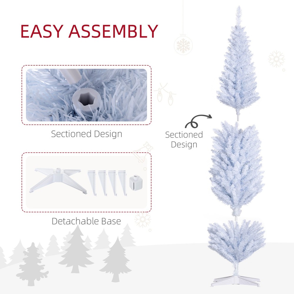 8ft Unlit Pencil Artificial Christmas Tree - Realistic Branches 618 Tips White