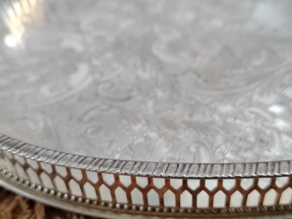 Vintage Viners Chased Silver Plated Serving Tray