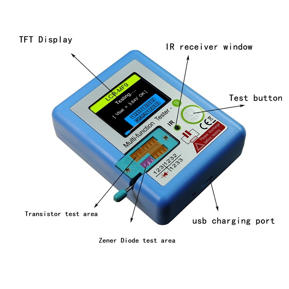 -MF9 TFT LCD Display Multi-Meter Transistor Tester Diode Triode Capacitor6394