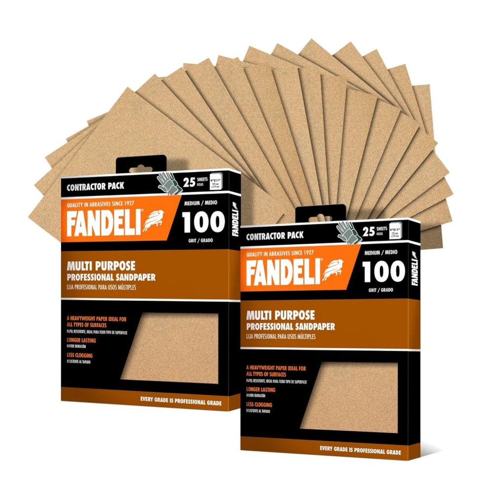 Multi-Purpose Sandpaper - 100 Grit, 50 Sheets