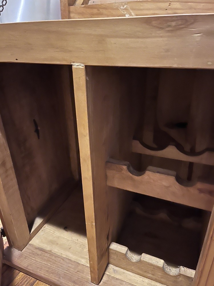 mid century wood barrel Style Bar