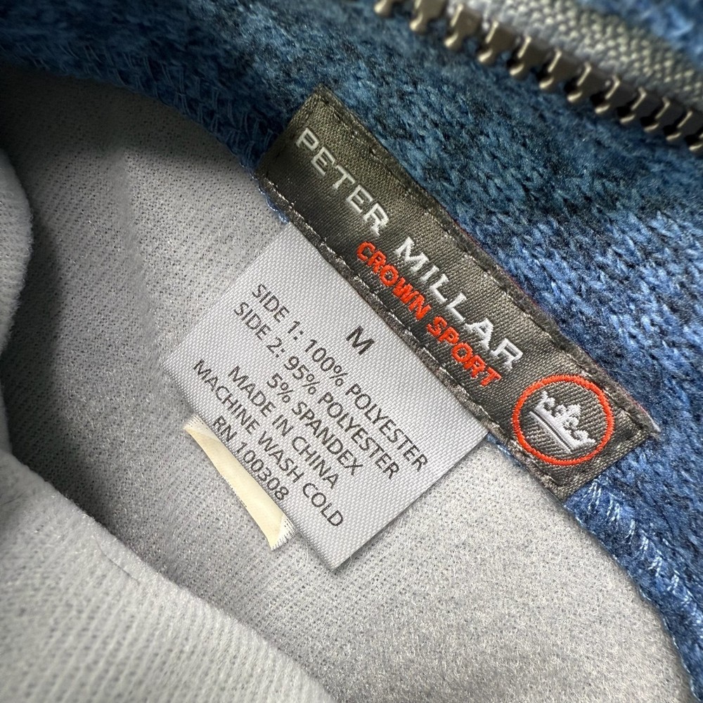 Peter Millar Crown Sport Mens Blue Performance 1/4 Zip Stretch Pullover Size M