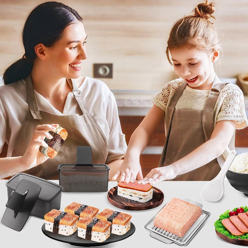 Musubi Press Mold Kit, 2 Pack Clear Maker with SPAM musubi, Black